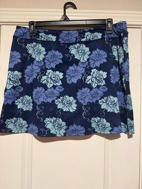 Tranquility by Colorado Clothing Navy Floral Mini Skort with Light Blue Flowers